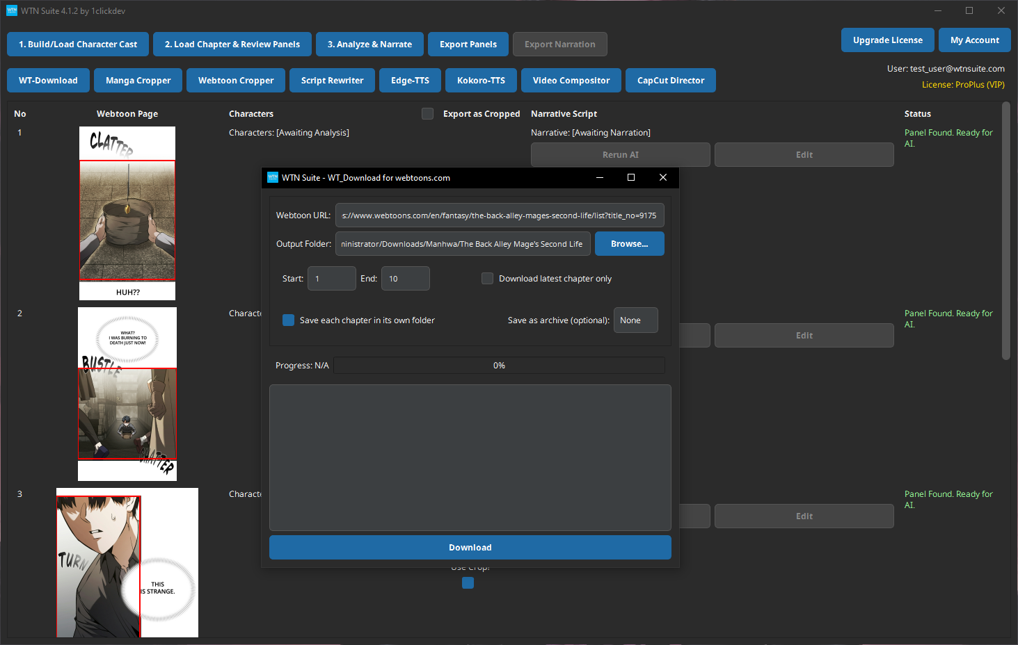 Screenshot: WT-Downloader with a URL pasted and ready to download